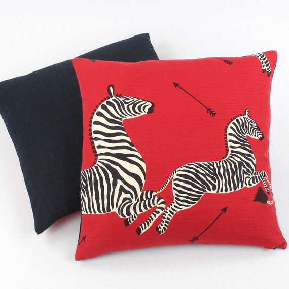 Scalamandre Red Zebra Pillow Cover Throw by