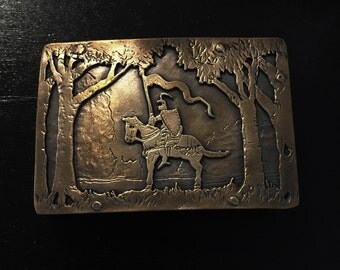 Knight in armor belt buckle