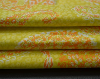 Vintage Retro Cotton Paisley Fabric Orange and Yellow 1 Yard and 13 inches