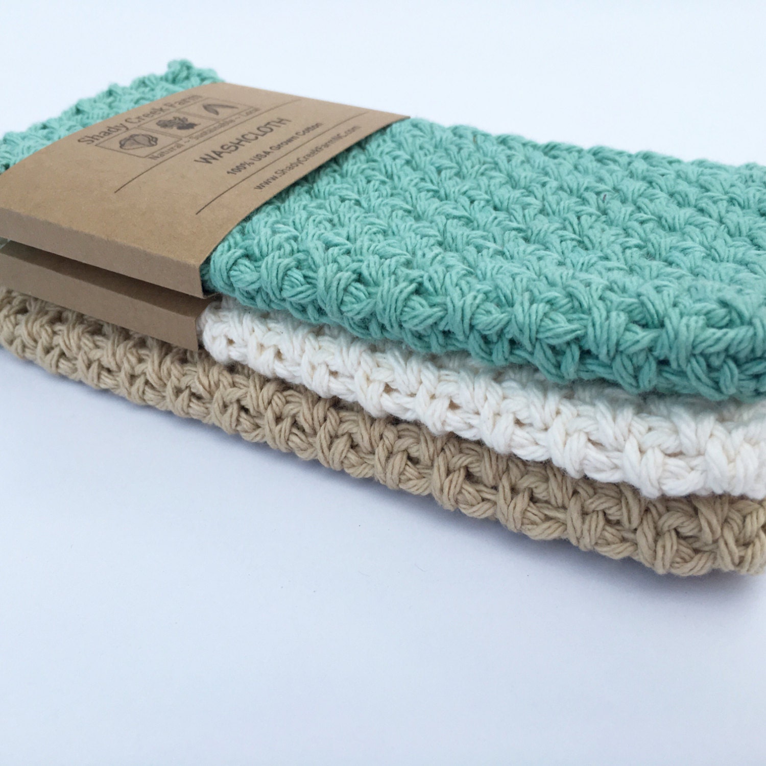 Washcloth Set of 3 washcloths handmade kitchen gift for mom