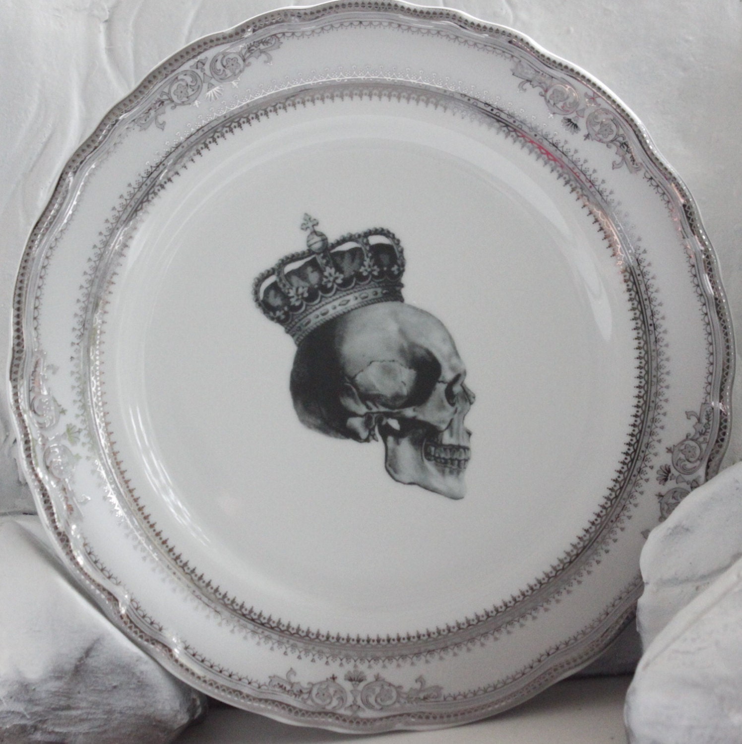 New Silver Ornate Skull Dinnerware Choose Your Skull Skull