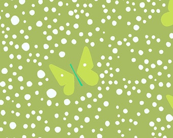 Lizzy House Butterflies in Olive, Lizzy House for Andover Fabrics, 100% Cotton Fabric, A5677-V
