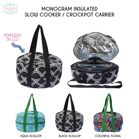 Items similar to Monogrammed Insulated Crockpot Carrier / Slow Cooker