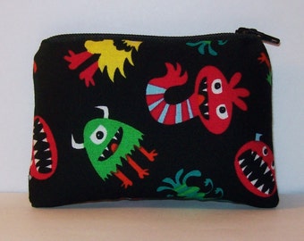 Pipe Pouch, Monsters Pipe Bag, Glass Pipe Case, Padded Pouch, Coin Purse, Stoner Gift, Mini Glass Pipe Bag, 420 Pouch, Monster Bag - 4" MINI