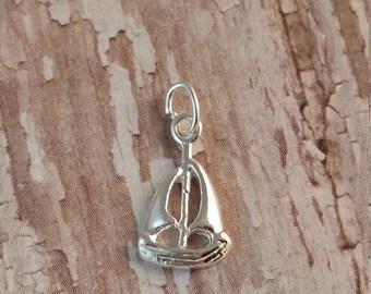 Solid Sterling Silver Sailboat Charm, 925 Sterling Silver Ship, Sailing, Sail Boat Pendant, Earring Jewelry, Necklace Findings, Nautical