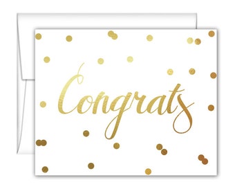 Confetti Congrats Foil Note Cards - Gold Foil Note Cards - Gold Foil Cards - Wedding Congrats Cards - Congratulations Cards