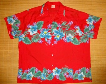 Mens Vintage 80s Kalena Fashions Hibiscus Floral Shirt - XXXL 3XL - The Hana Shirt Co
