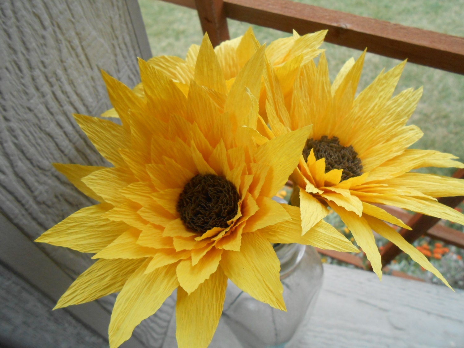 Crepe Paper Sunflowers. Set of 3. Perfect for First