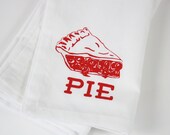 Cloth Napkins PIE set of 4 red on white screen printed dinner napkins