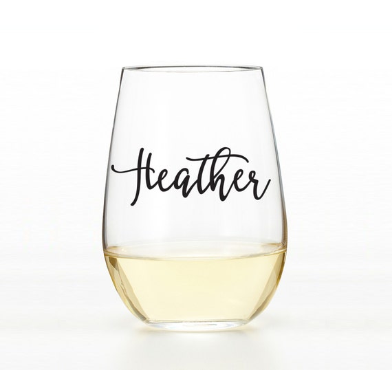 Personalized Name Wine Glass by pixelsandwood on Etsy