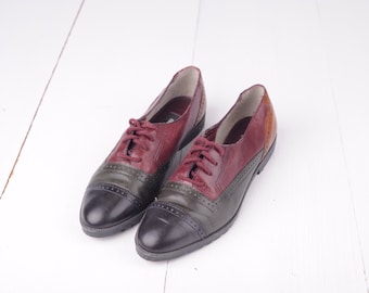 Vintage Ellemenno Four Tone Leather Oxford Shoes, Womens 6 1/2 / ITEM310