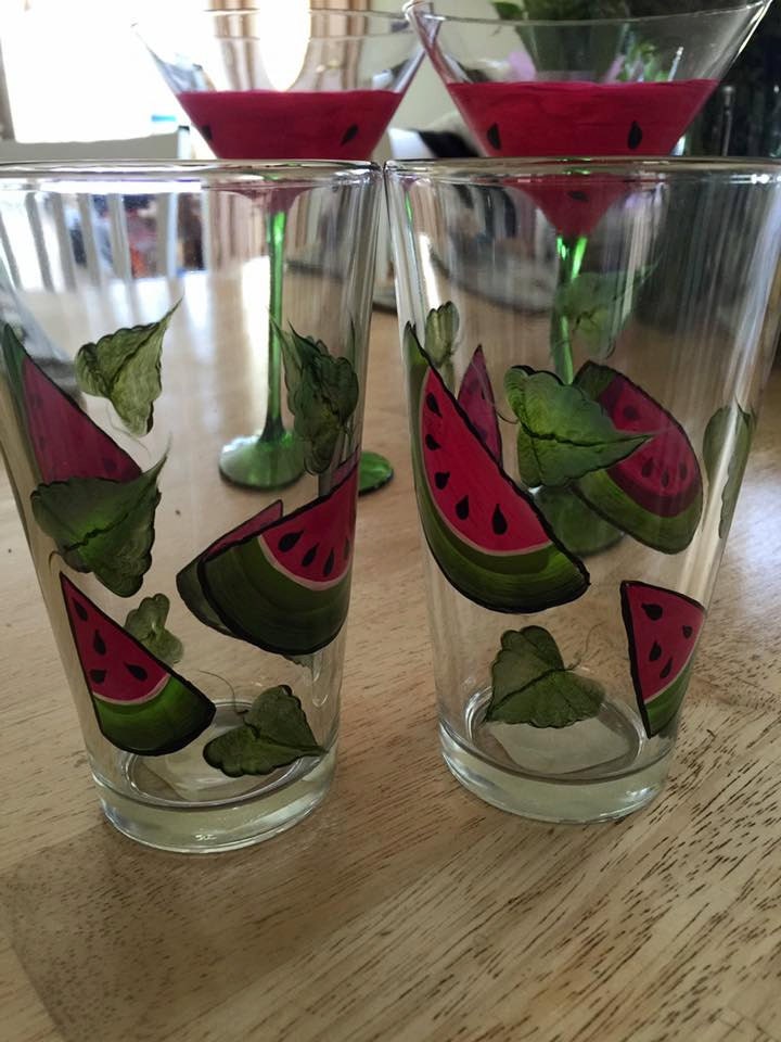 Watermelon Summer Fun Drinking Glasses by AScentFromTheHeart