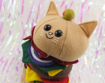 cheese burger cat plush