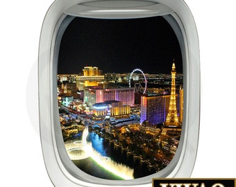 las vegas strip aerial view airplane window decal vinyl decal view mural peel and stick aviation - Aviation Decor las vegas strip aerial view airplane window decal vinyl decal view mural peel and stick aviation - Aviation Decor