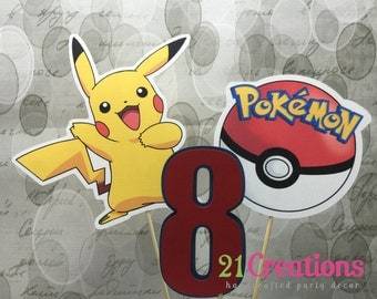 Pokemon Cake Topper or Centerpiece Inserts - set of 3