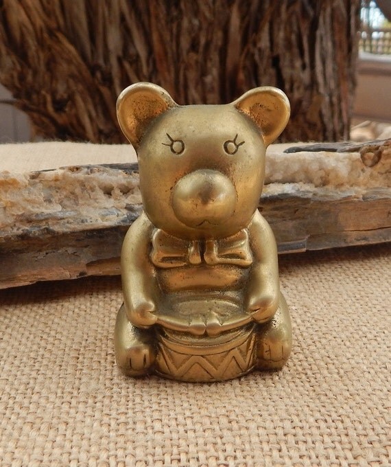 Brass Teddy Bear with Drum