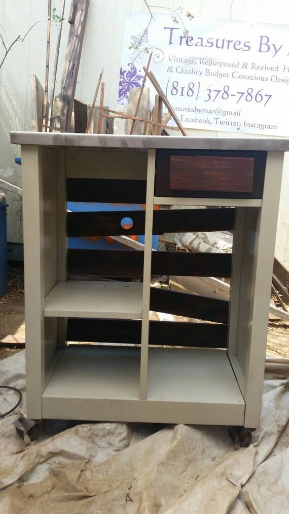 Upcycled Rolling Bar Cart Serving Cart or Coffee Station with