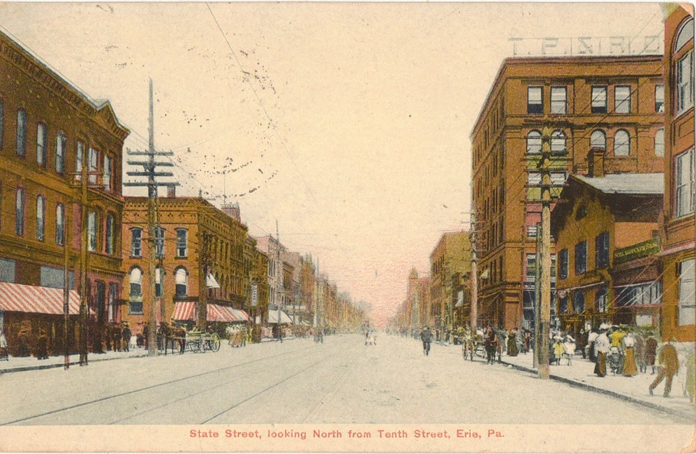 Vintage Postcard Erie Pennsylvania State Street North from