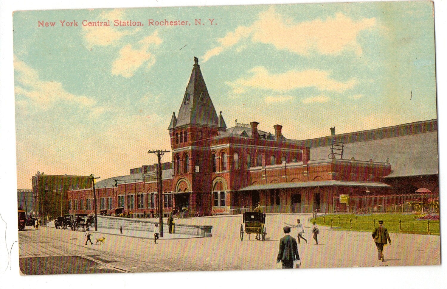 Vintage Postcard, Rochester, New York, New York Central Train Station
