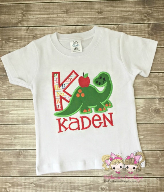 Back to School Dinosaur Shirt- Monogram- First Day of School- Last Day- Preschool, Kindergarten, First Grade