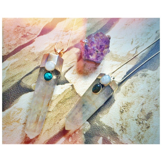 STATEMENT QUARTZ NECKLACE - Sterling Silver Necklace- Quartz Necklace- Chakra Jewellery- Statement Necklace- Bohemian Jewellery- Crystals