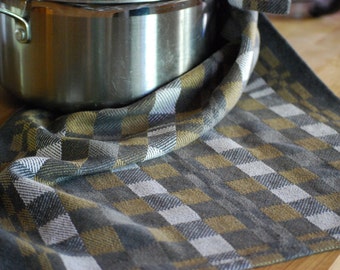 Tea Towel- Quarters- Handwoven Cotton/Linen Charcoal