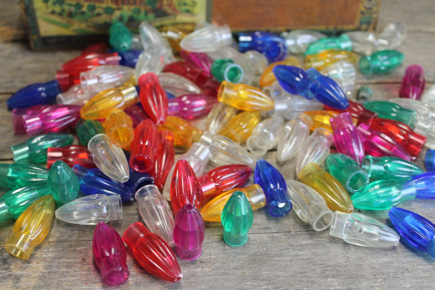 102 Vintage Plastic Multi Colored Mini Light Covers Light