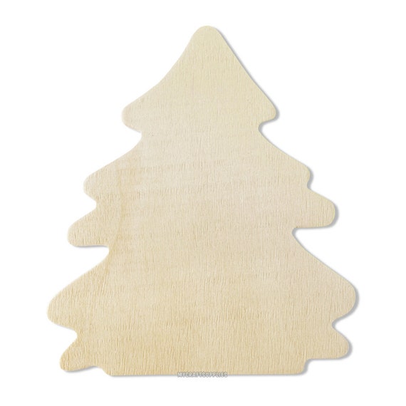 10 Wood Tree Cut-Outs 4 1/8 Inch Natural Unfinished Wood