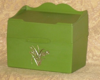 Green Recipe File Box Hard Plastic Uncle Ben's Vintage