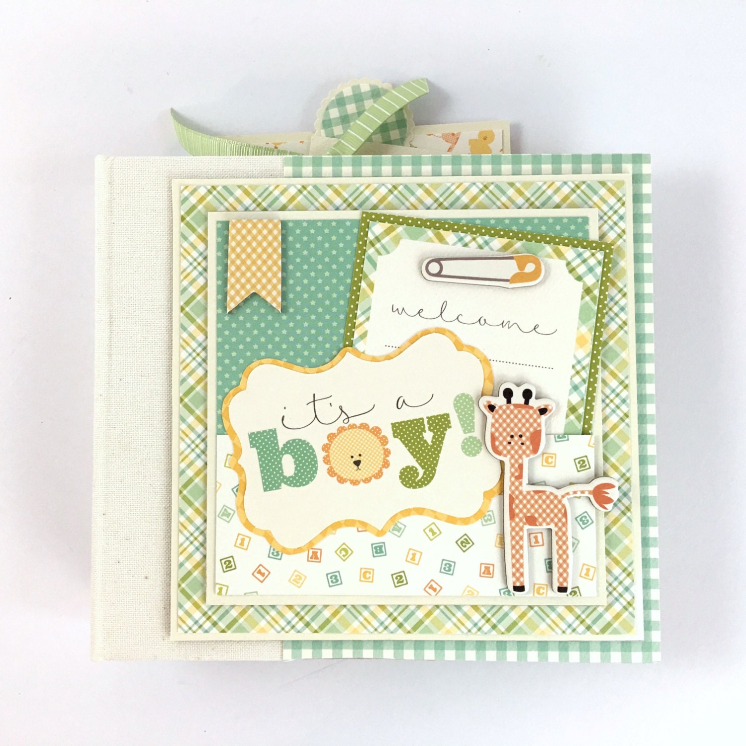 Baby Boy Scrapbook Mini Album Kit or Premade Newborn Gift