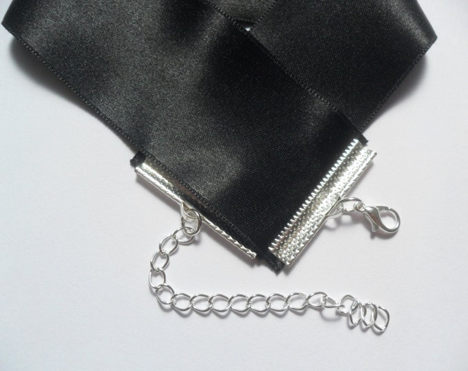 Black 1.5 inch wide satin choker necklace, pick your neck size.