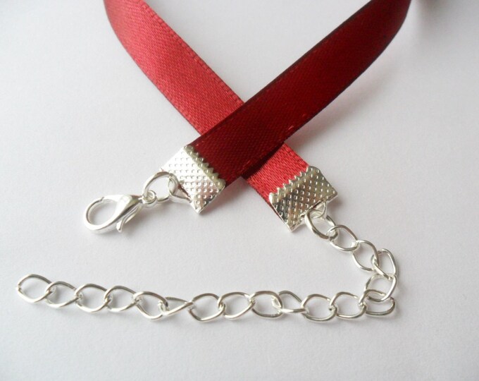Satin choker necklace Burgundy 3/8" or 5/8" width (pick your neck size) Ribbon Choker Necklace