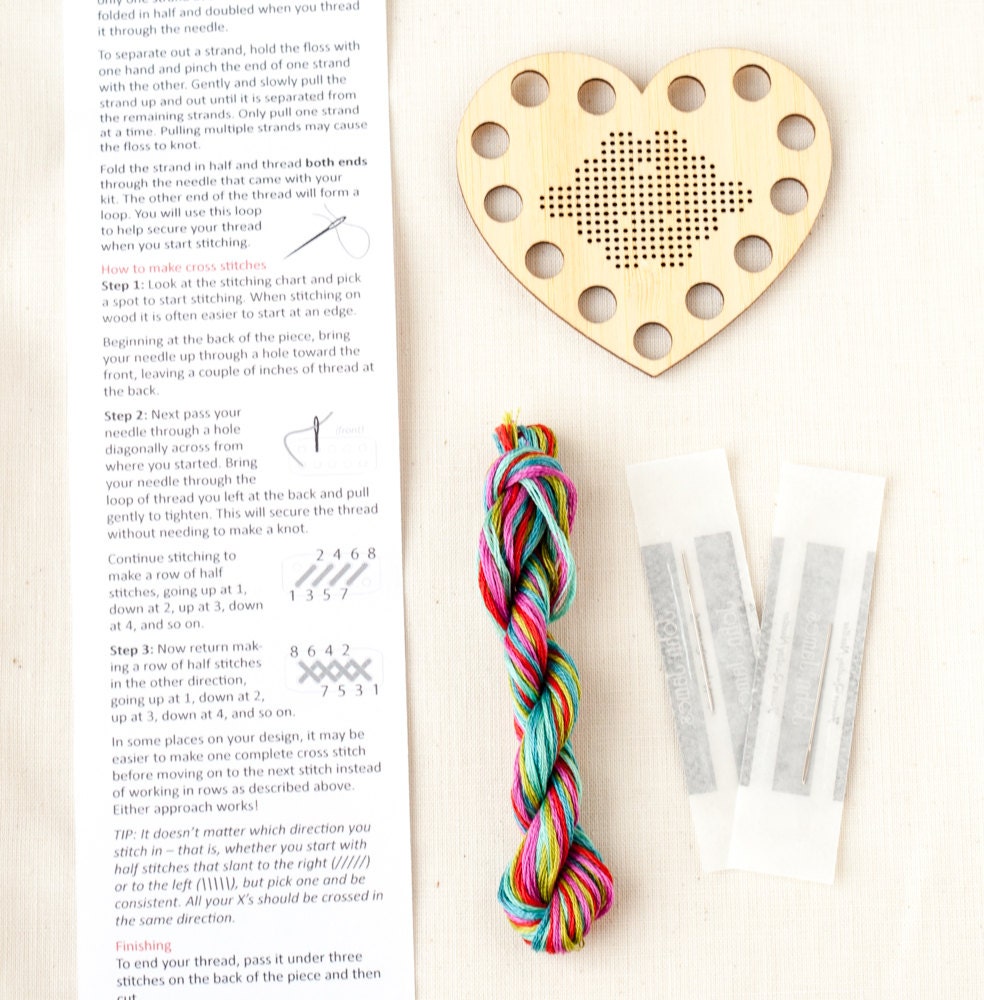 Heart Thread Holder DIY Kit Embroidery Floss by RedGateStitchery