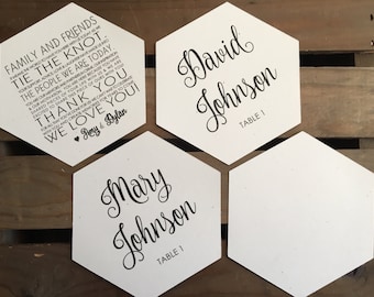 Hexagon Place Cards - Custom - Reception Thank You - MODERN - Geometric - Recycled - Eco - Printed - DIGITAL - DIY - Printable