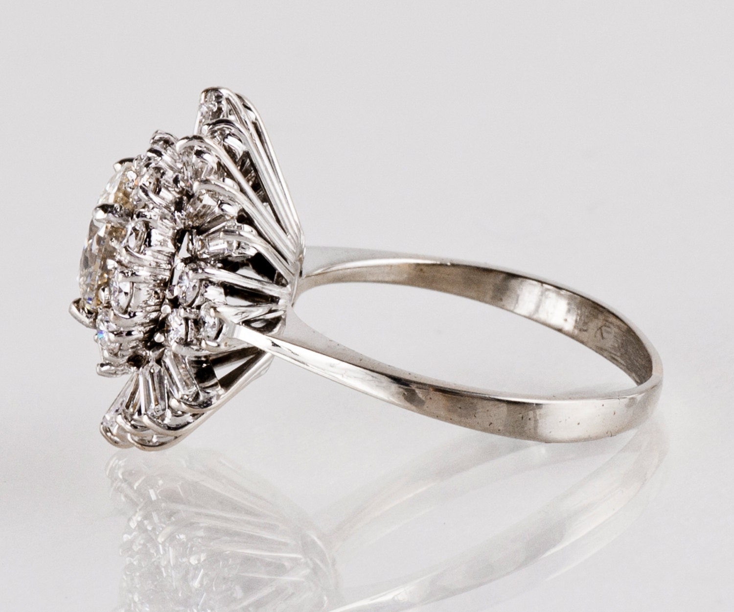 Vintage Engagement Ring Vintage 1960s 18k White Gold 3.10ctw