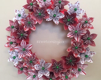 Origami Paper Flower Wreath / Christmas wreath, paper flower, paper wreath, origami wreath, paper flower wreath, kusudama, paper bouquet