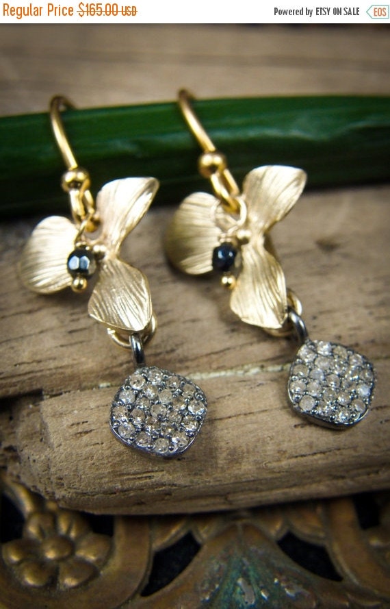 15 OFF Diamond Earrings / Orchid Flower by AlisonStorryJewelry
