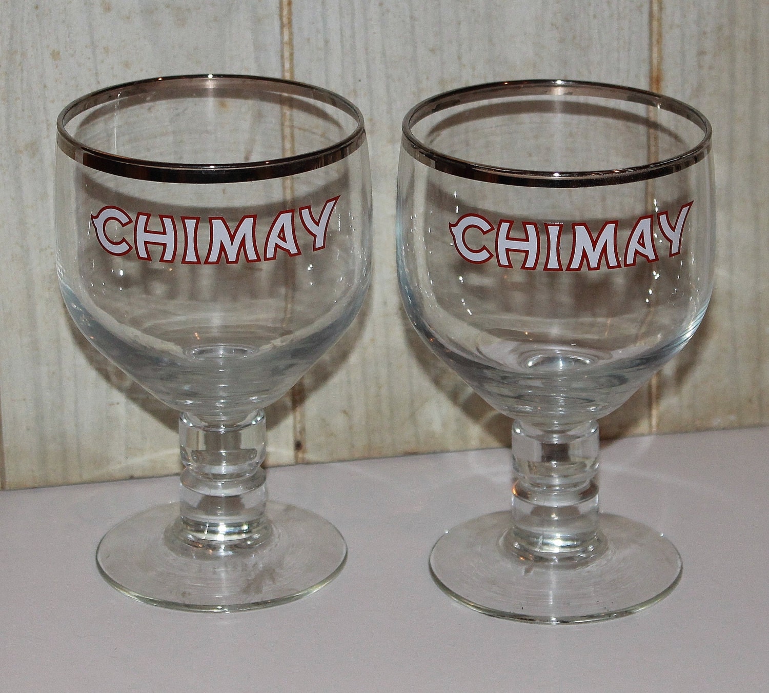 Chimay Belgian Trappist Monk Beer Glass Set Vintage