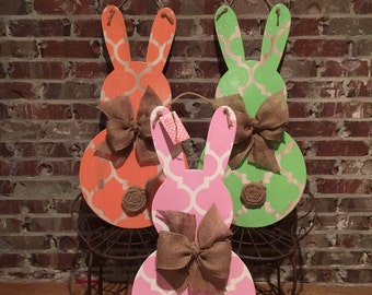 Wood Easter Bunny Door Hanger