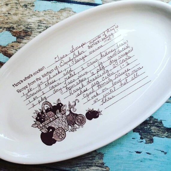 Recipe plate display handwriting on plate handwriting