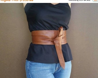 ON SALE Silver mauve leather obi belt rustic wide belt by Fgalaze