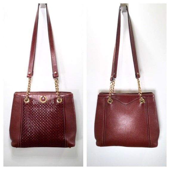 Vintage Bally Bag Brown Leather Handbag Woven Leather Shoulder