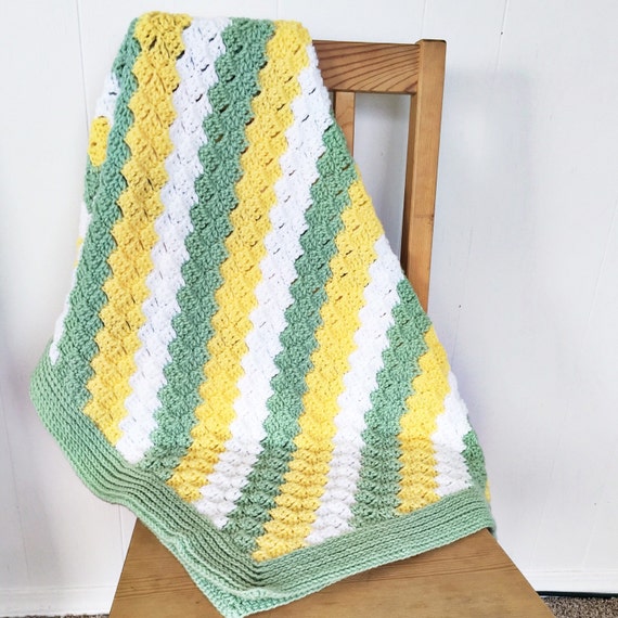 READY TO SHIP Crochet Striped Baby Blanket