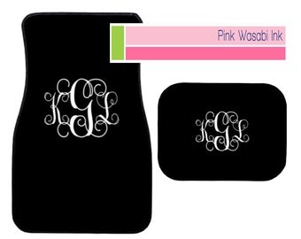 Monogrammed Car Mats, Personalized Car Mats, Front Car Mats, Car Mat Set, Choose Colors