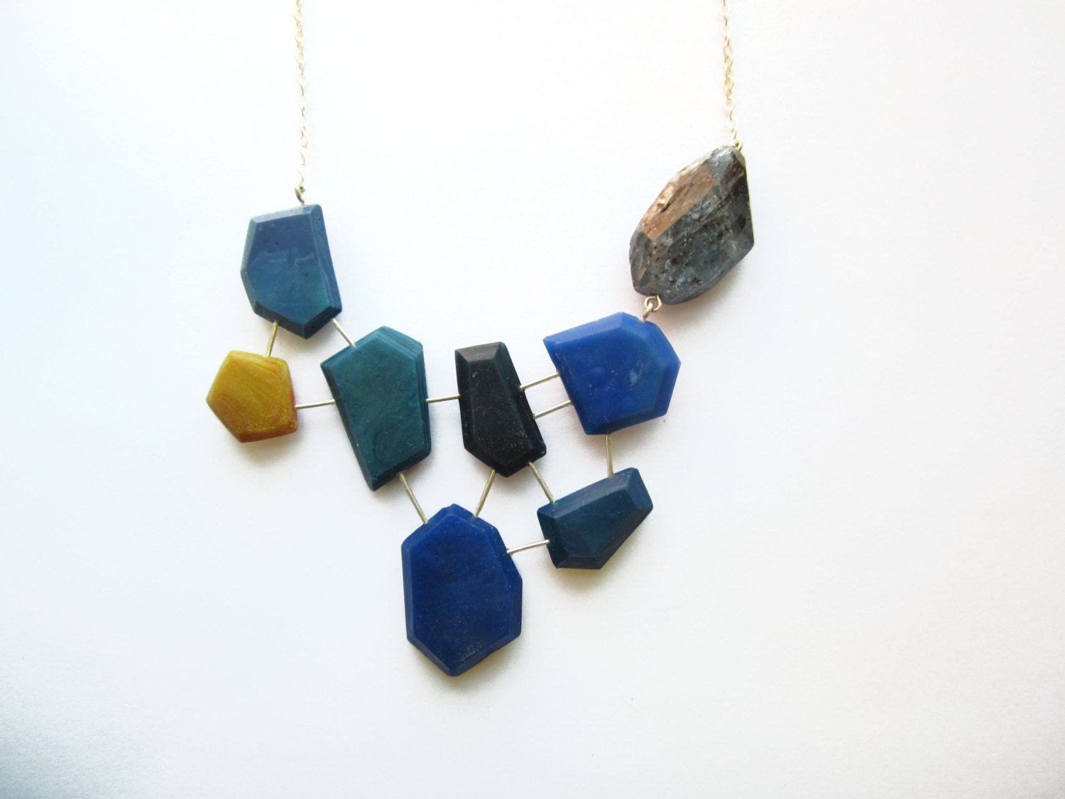 Navy blue statement necklace modern necklace by BlueEyedSquirrel