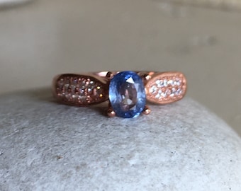 Blue Sapphire Engagement Ring- Rose Gold Sapphire Promise Ring- September Birthstone Ring- Blue Gemstone Promise Ring- Oval Sapphire Ring