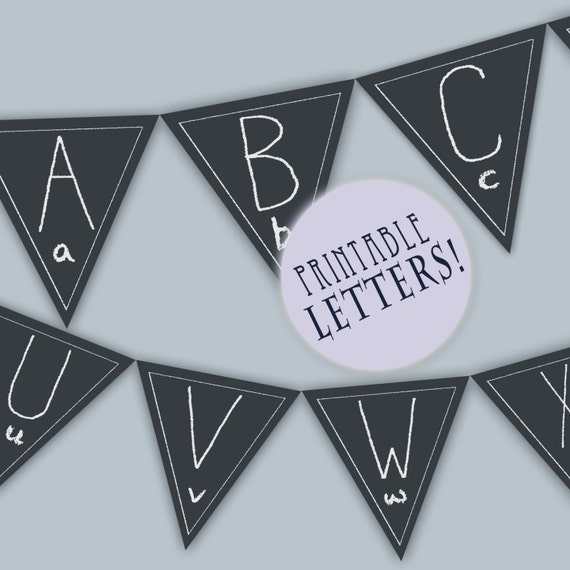 Alphabet Triangle Banner Chalkboard Print Triangle Banner