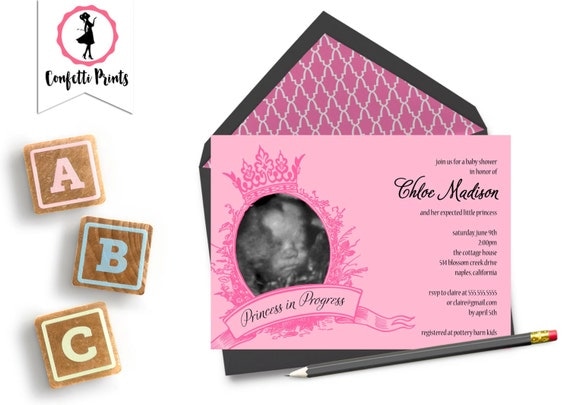 Princess Baby Shower Invitation | Princess Shower Invitation | Pink Princess Shower | Royal Baby Shower- PRINCESS IN PROGRESS | Printable Il_570xn