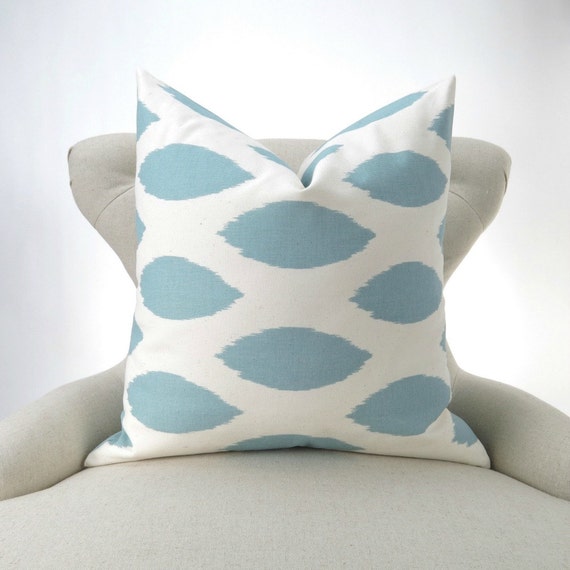 Blue Ikat Euro Sham Big Pillow Floor Pillow Decorative