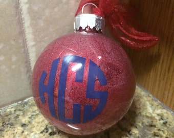 Monogrammed Christmas Ornament - Christmas Monogram - Shatterprooof Christmas Ornament - Personalized Christmas Ornament